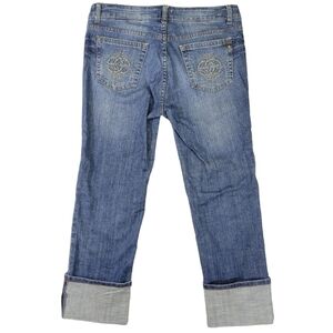 Eckored Womens Cuffed Jean Capri's With Embroidered Rear Pockets Size 9